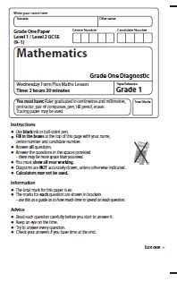 A test to find the gaps in working towards Grade 1